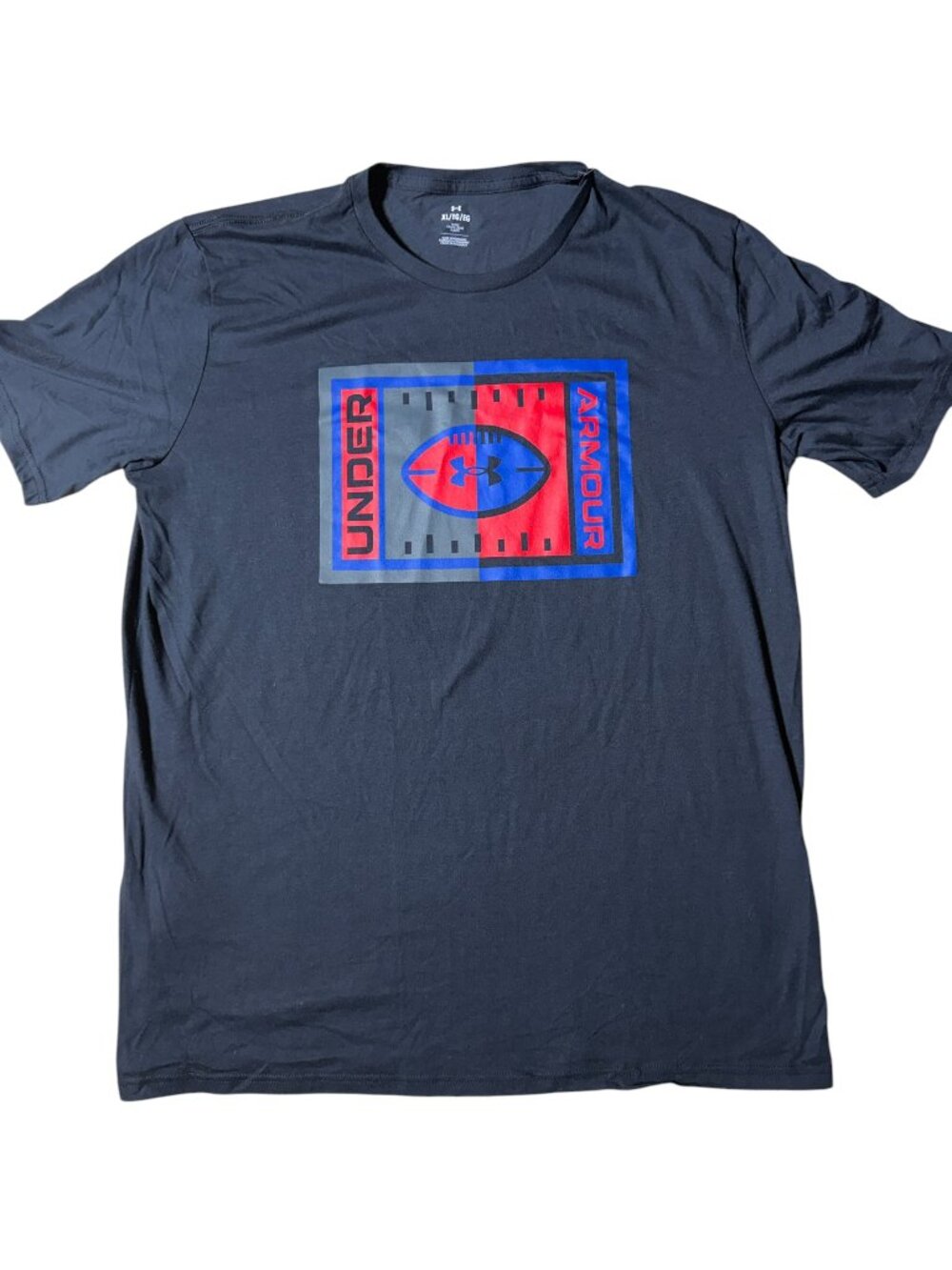 Under Armour Football Graphic Tee – Navy Red Blue – Size XL